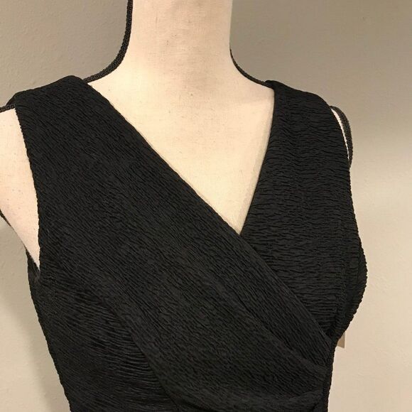 COLDWATER CREEK black sleeveless v-neck knee length dress size P6 - Picture 2 of 11